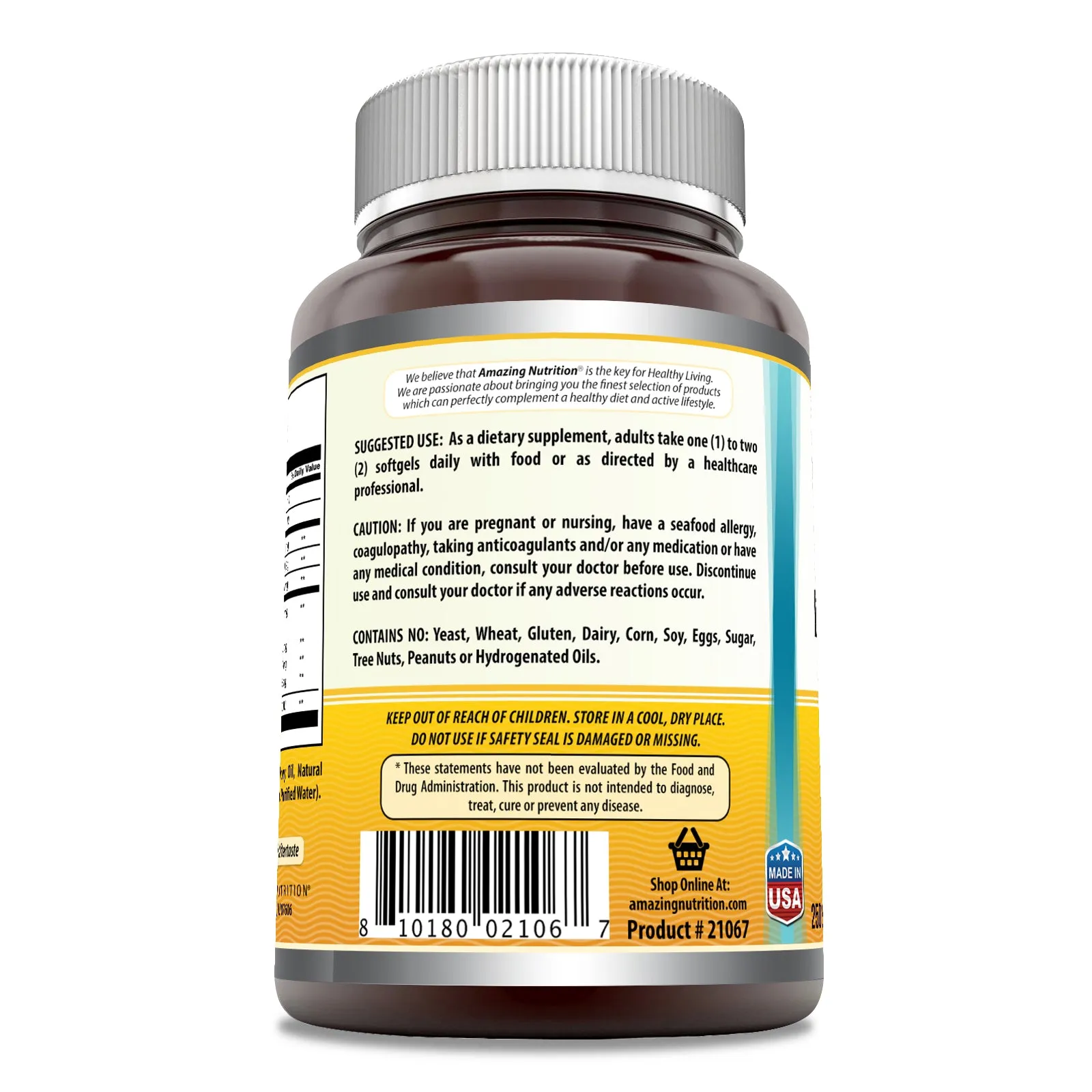 Amazing Omega Norwegian Fish Oil | 1000 Mg | 250 Softgels | Lemon Flavor