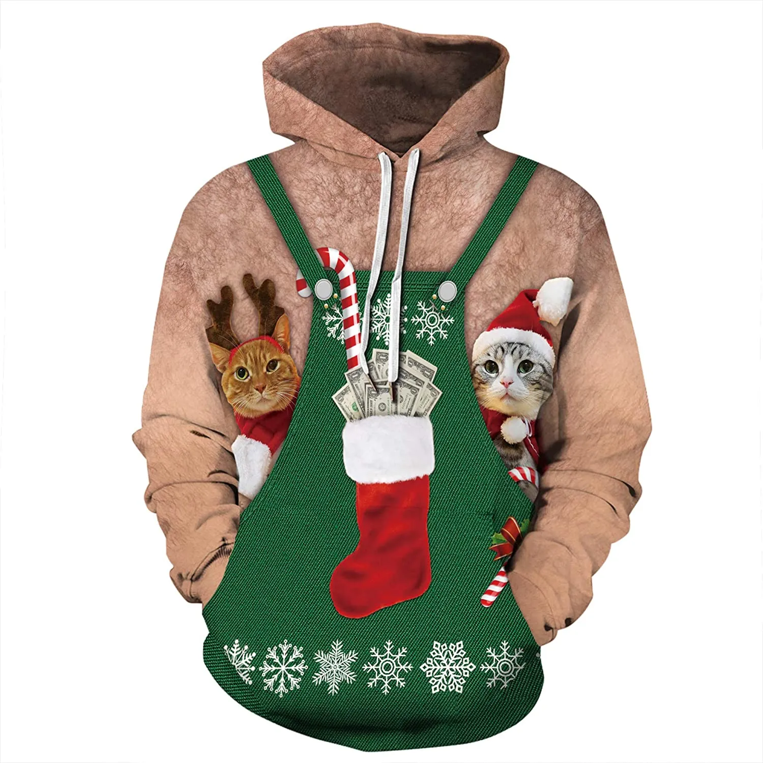 Christmas Hoodies -  Christmas Sock Funny Cat Pullover Hoodie
