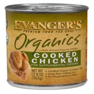 Evanger's Organics Wet Dog Food Cooked Chicken 12.8oz. (Case of 12)