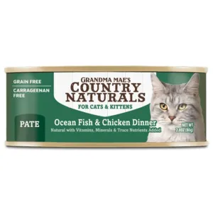 Grandma Mae's Country Naturals Pate Dinner Canned Cat Food Ocean Fish & Chicken 24ea/2.8 oz