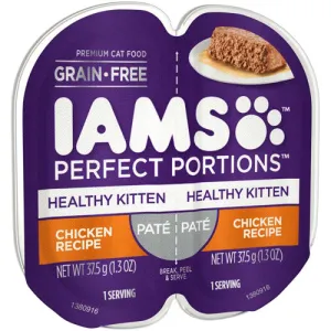 IAMS Perfect Portions Grain Free Healthy Pat Kitten Wet Cat Food Chicken 24ea/2.6 oz, 24 pk