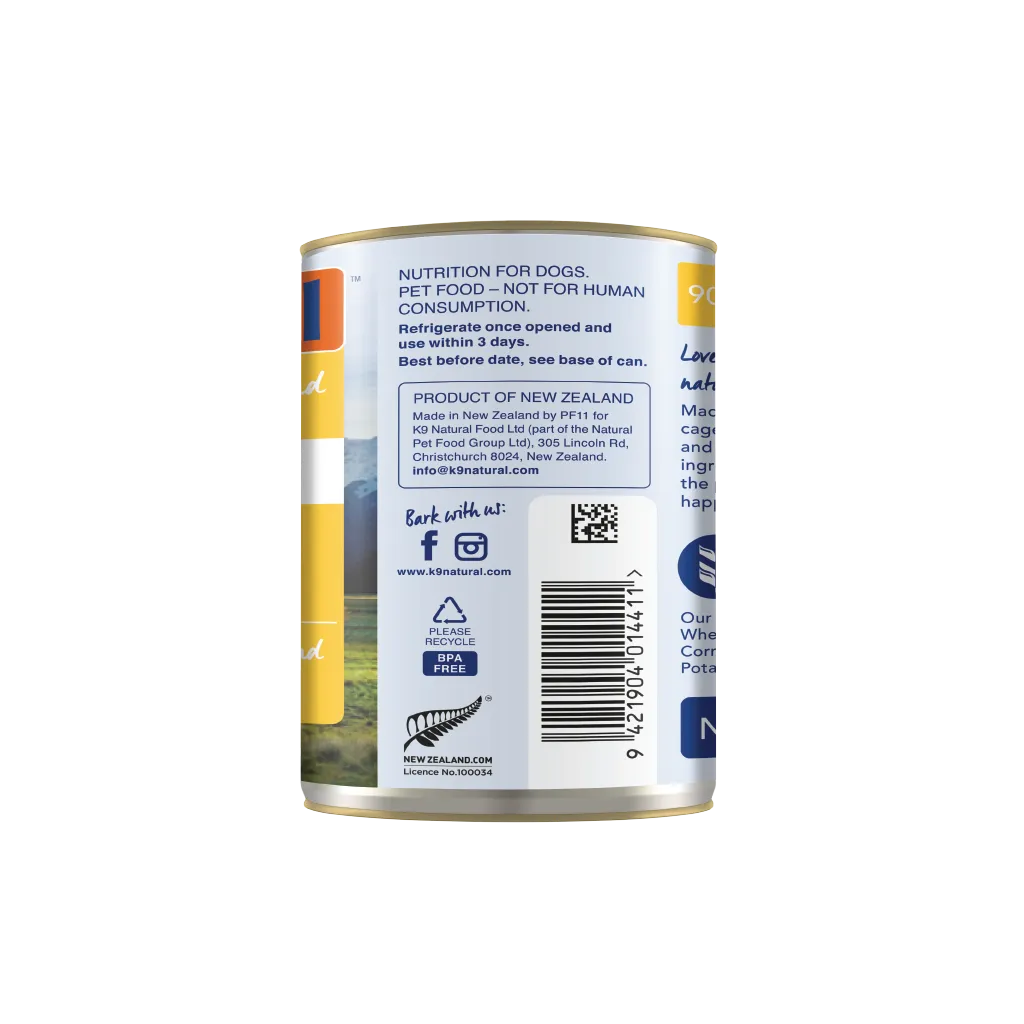 K9 Natural Cage-Free Chicken Feast Grain-Free Canned Wet Dog Food 13oz