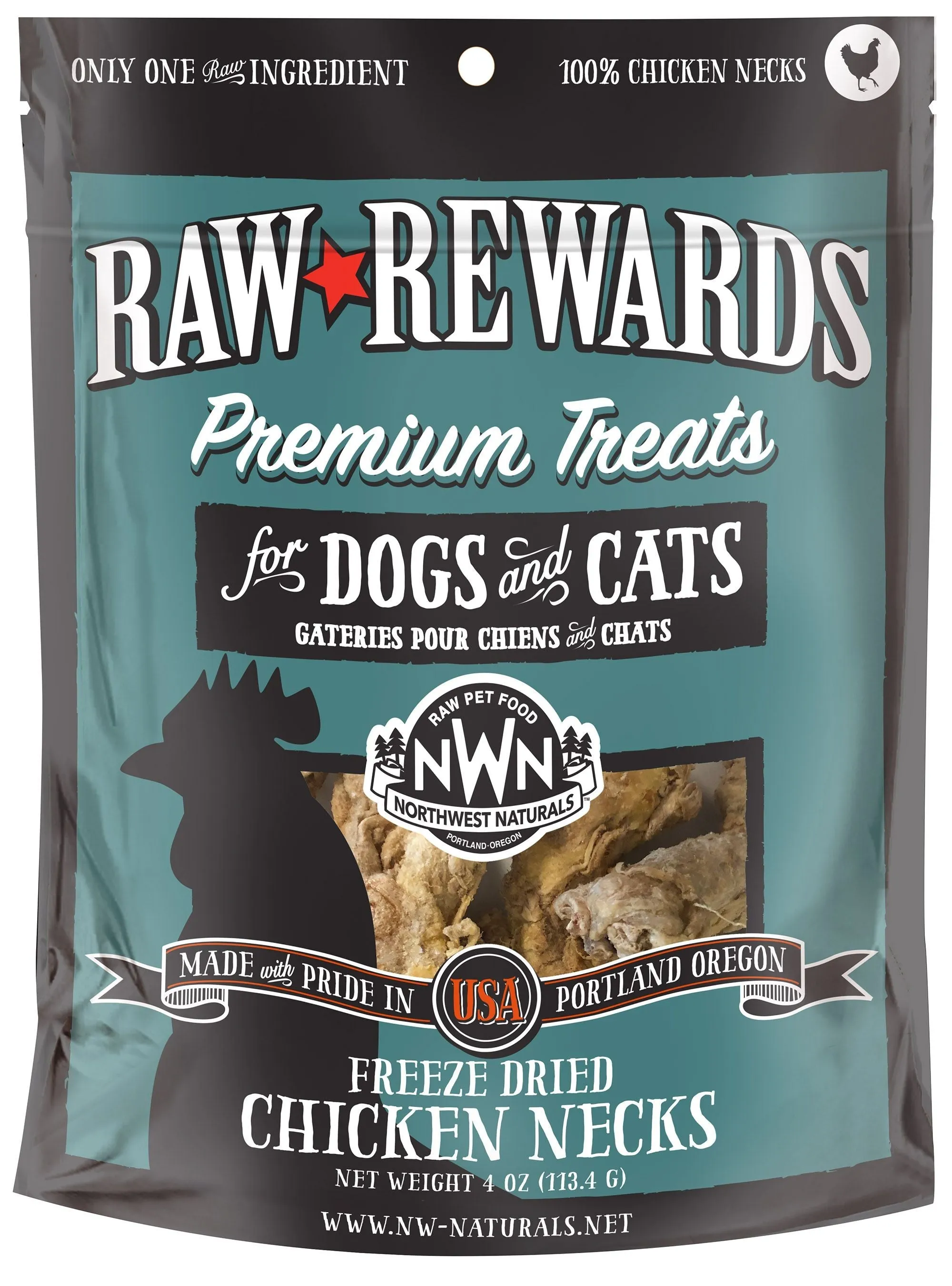 Northwest Naturals Freeze-Dried Chicken Necks, Pet Chews 4-oz