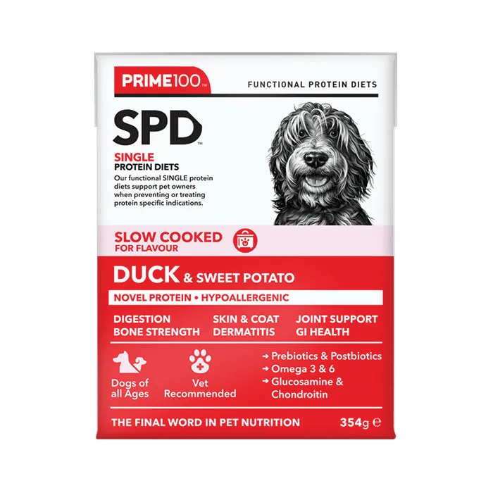 Prime 100 Slow Cooked Duck and Sweet Potato Dog Food 354g