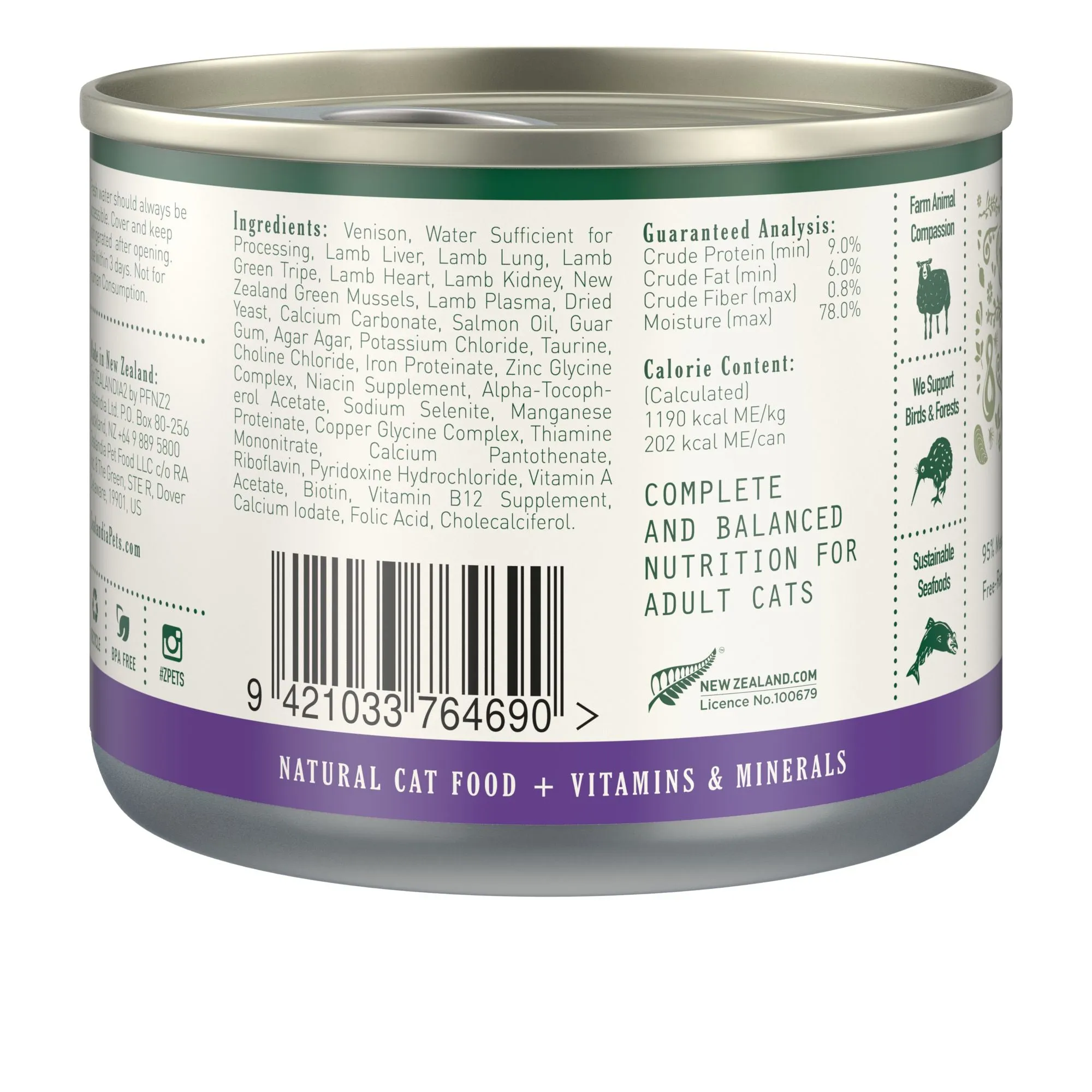 Zealandia Venison Pate Adult Cat Wet Food 170g